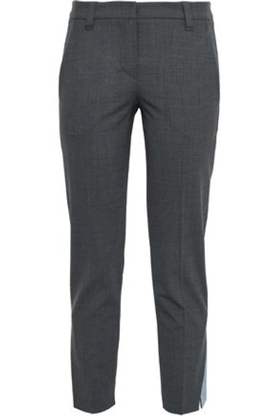 Shop Brunello Cucinelli Cropped Wool-blend Slim-leg Pants In Dark Gray