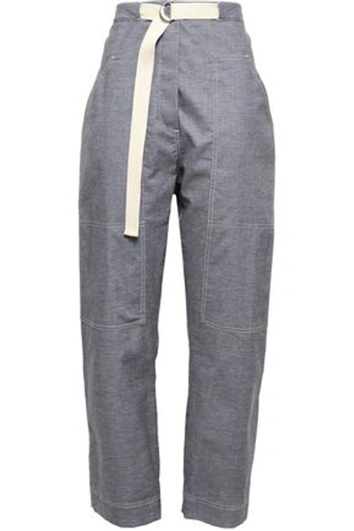 Shop Brunello Cucinelli Stretch-cotton Straight-leg Pants In Gray