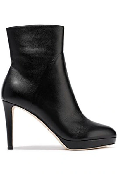 Shop Sergio Rossi Woman Leather Platform Ankle Boots Black