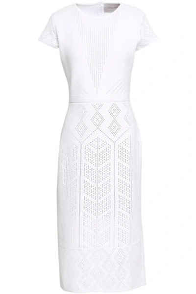 Shop Carolina Herrera Woman Pointelle-knit Dress White