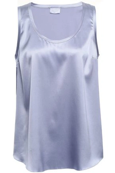 Shop Brunello Cucinelli Woman Silk-blend Satin Tank Sky Blue