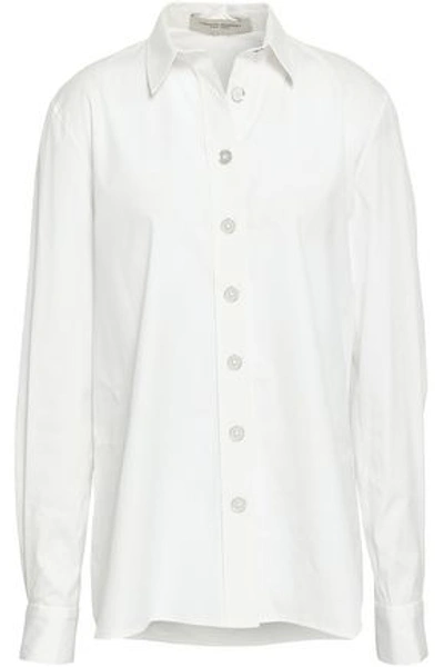 Shop Carolina Herrera Cotton-blend Poplin Shirt In White