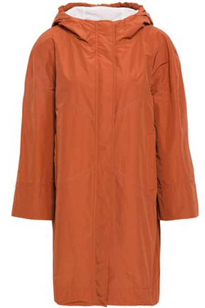 Shop Brunello Cucinelli Woman Bead-embellished Shell Hooded Raincoat Orange