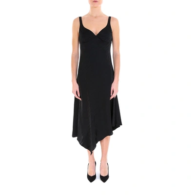 Shop Off-white All-over Logo Satin Dress In Black