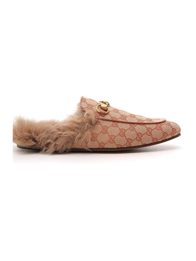 Shop Gucci Princetown Gg Canvas Slippers In Brown