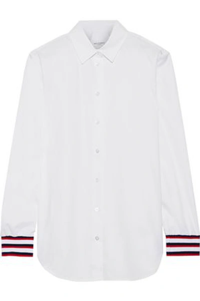 Shop Equipment Essential Striped Knit-trimmed Cotton-poplin Shirt In White