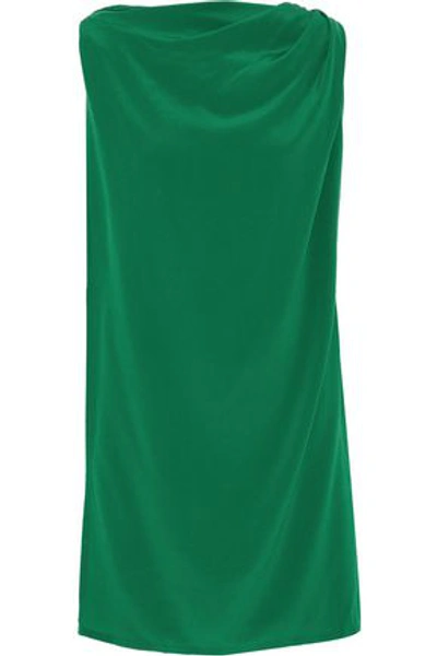 Shop Rick Owens Woman Toga Draped Washed-silk Tunic Green