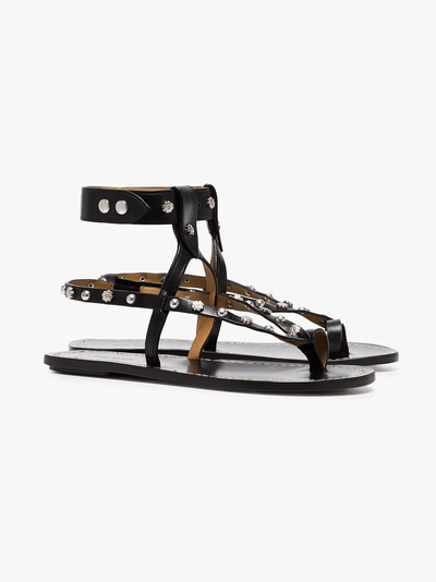 Shop Isabel Marant Black Engo Studded Leather Sandals