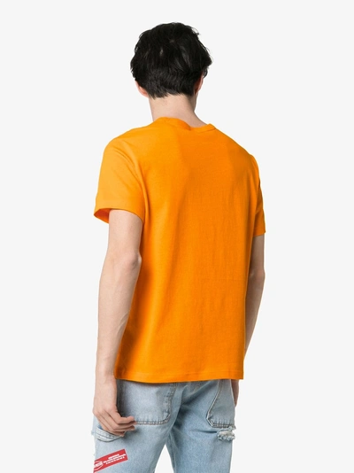 Shop Champion Logo Embroidered Cotton T-shirt In Orange