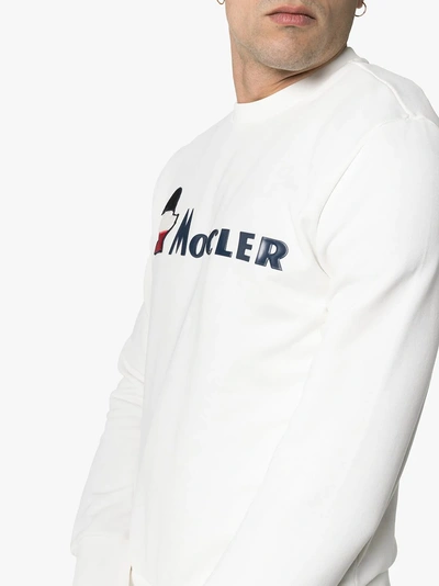 Shop Moncler Logo Printed Sweatshirt In 034 White