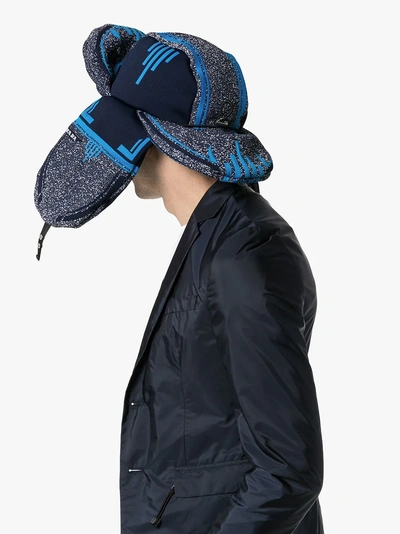 Shop Prada Blue And Black Trapper Cotton Hat In F0obm Navy Azzurro