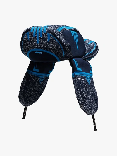 Shop Prada Blue And Black Trapper Cotton Hat In F0obm Navy Azzurro