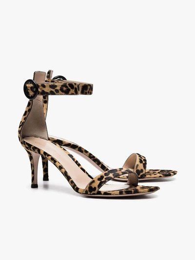 Shop Gianvito Rossi Multicolour Brown Portofino 70 Leopard Print Leather Sandals