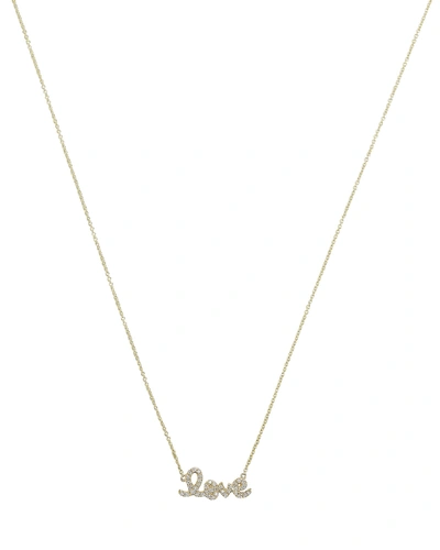 Shop Sydney Evan Script Love Diamond Necklace In Gold