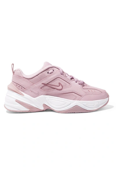 Shop Nike M2k Tekno Leather And Mesh Sneakers In Lavender
