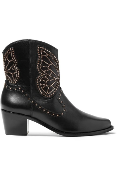 Shop Sophia Webster Shelby Studded Leather Ankle Boots In Black