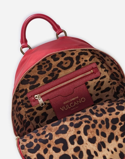 Shop Dolce & Gabbana Small Vulcano Backpack In Nylon With Designers' Patches In Red