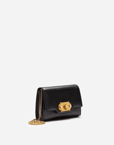Shop Dolce & Gabbana Welcome Mini Bag In Calfskin In Black