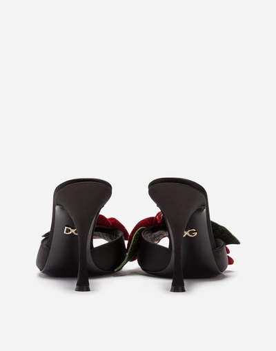 Shop Dolce & Gabbana Satin Mules With Embroidery In Black
