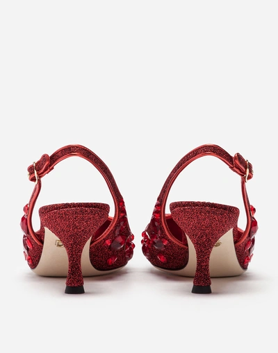 Shop Dolce & Gabbana Sling Backs In Soft Lurex With Embroidery In Red