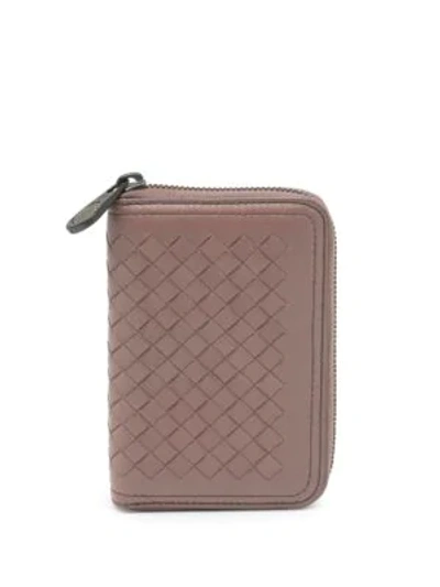 Shop Bottega Veneta Zip-around Leather Wallet In Deco Rose