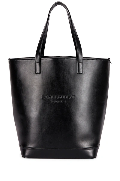 Shop Saint Laurent Teddy Detachable Pouch Shopping Tote In Black & Black