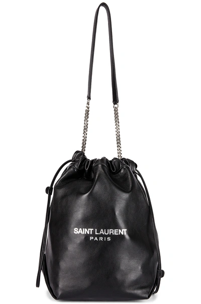 Shop Saint Laurent Supple Logo Teddy Pouch In Black