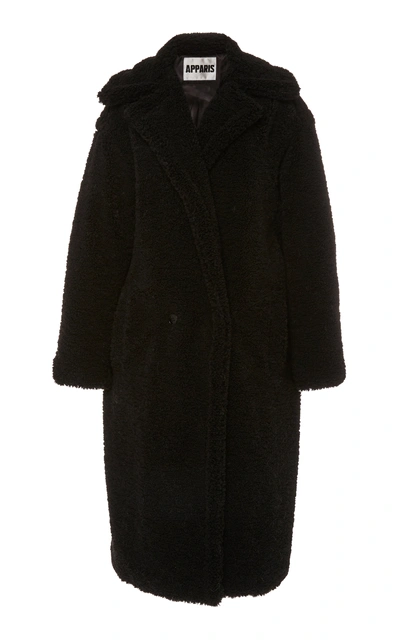 Shop Apparis Daryna Collared Faux Shearling Coat In Black