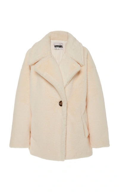 Shop Apparis Anais Collared Faux Fur Jacket In White