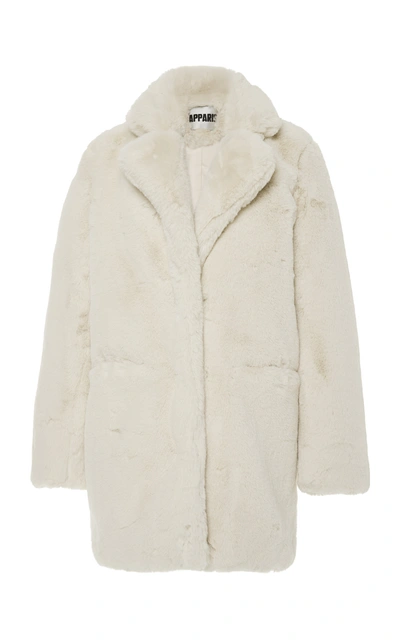 Shop Apparis Sophie Collared Faux Fur Coat In White