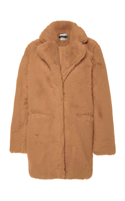 Shop Apparis Sophie Collared Faux Fur Coat In Neutral