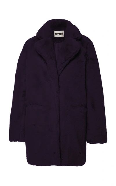 Shop Apparis Sophie Collared Faux Fur Coat In Purple