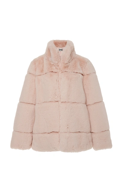 Shop Apparis Sarah Collared Paneled Faux Fur Jacket In Pink