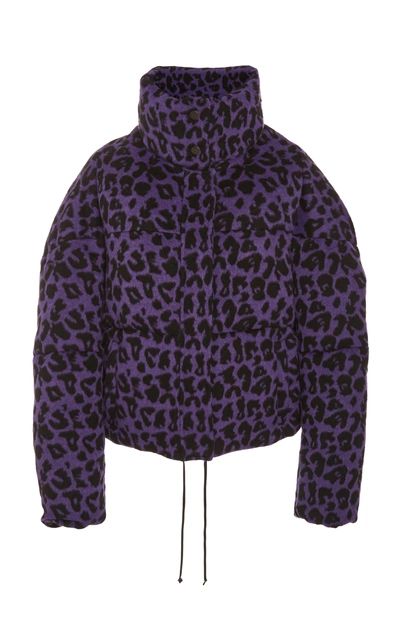Shop Apparis Quilted Printed Brushed-felt Coat In Purple