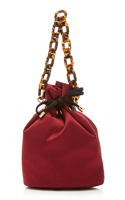 Shop Edie Parker Shorty Small Satin Bucket Bag In Red