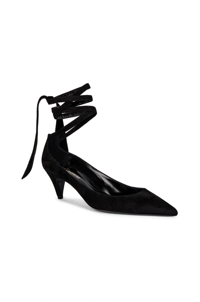 Shop Saint Laurent Charlotte Kitten Heel In Black