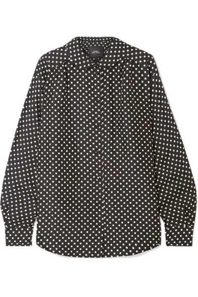 Shop Marc Jacobs Polka-dot Silk-satin Shirt In Black