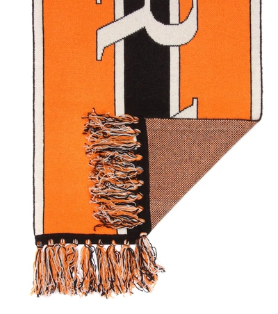 Shop Burberry Logo Cashmere Scarf In Orange