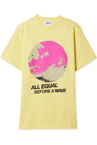 Shop Ambush All Equal Printed Cotton-jersey T-shirt In Yellow