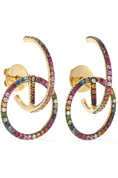 Shop Ana Khouri Brigid 18-karat Gold Sapphire And Diamond Earrings