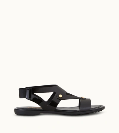 Shop Tod's Sandals In Patent Leather And Leather In Black