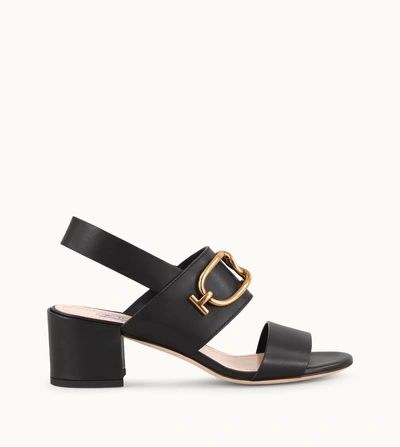Shop Tod's Sandals In Leather In Black