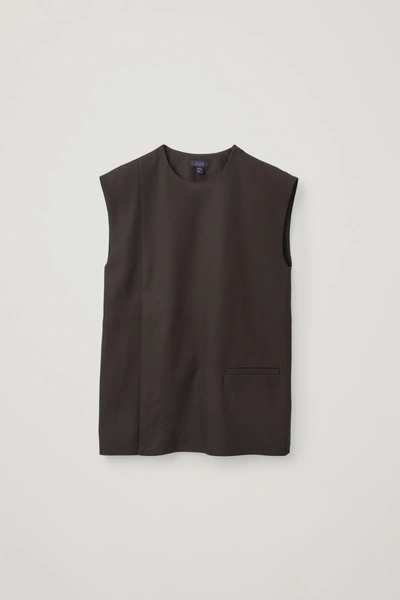 Shop Cos Tailored Waistcoat Top In Brown