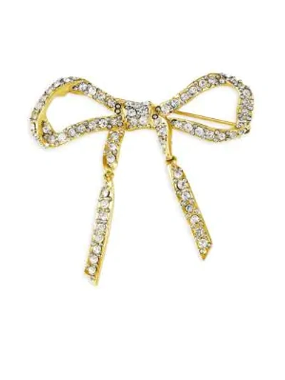 Shop Oscar De La Renta Pavé Metal Bow Brooch In Gold