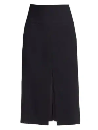 Shop Akris Slit-front Pencil Skirt In Black Paper