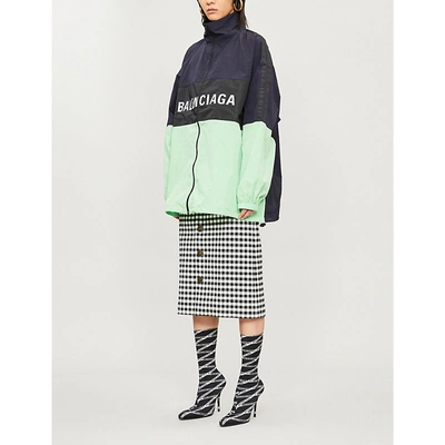 Shop Balenciaga Logo-print Shell Jacket In Fluo Green