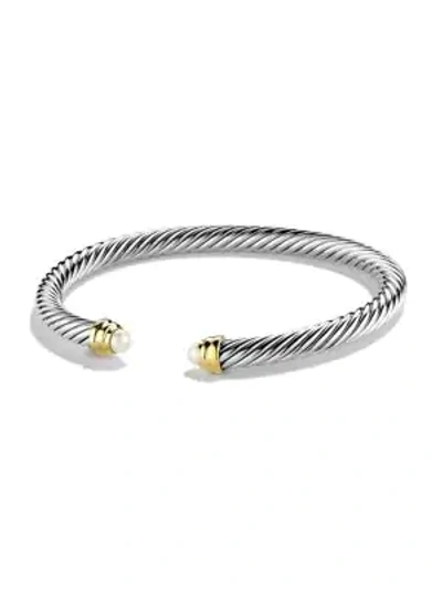 Shop David Yurman Women's Cable Classics Bracelet With Pearls And 14k Yellow Gold