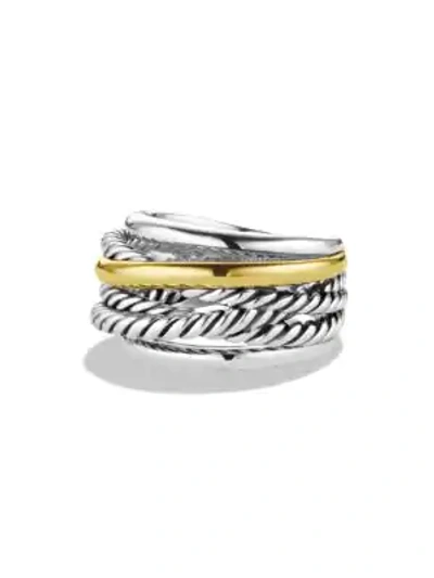 Shop David Yurman Crossover Narrow Ring With Gold In Silver Gold