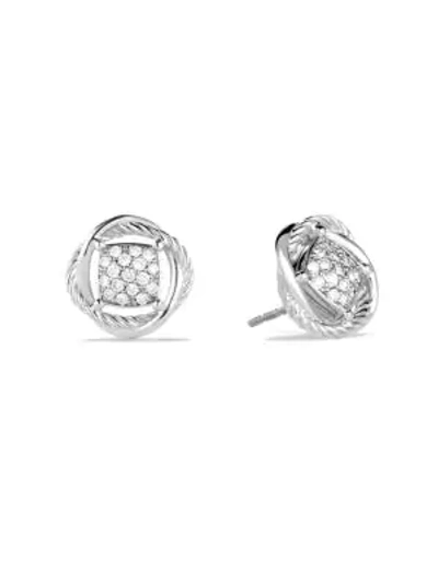 Shop David Yurman Women's Infinity Earrings With Diamonds In Silver