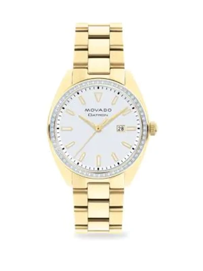 Shop Movado Women's Heritage Series Datron Diamond & Yellow Goldplated Stainless Steel Bracelet Watch